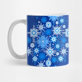 Abstract background with scattered snowflakes Mug